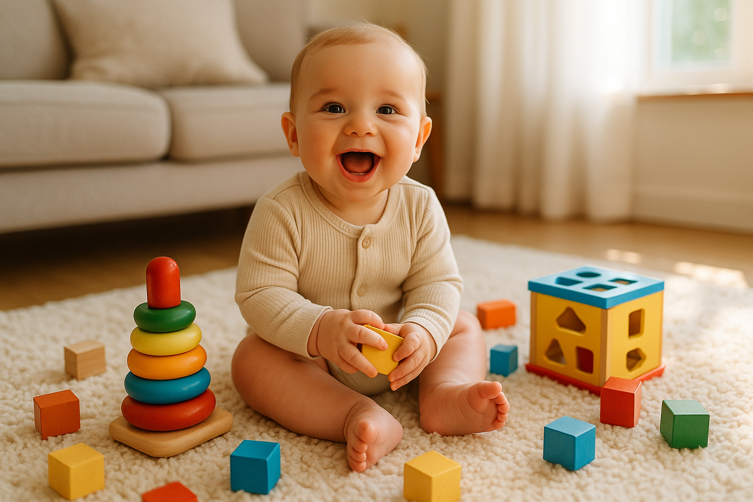 Bébé jouant avec des jouets colorés