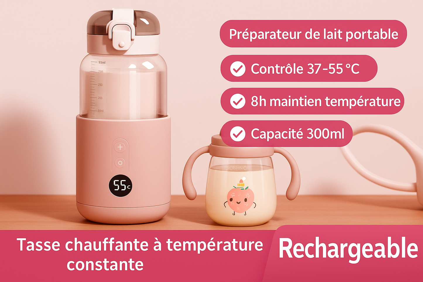 Chauffe-biberon avec textes en français